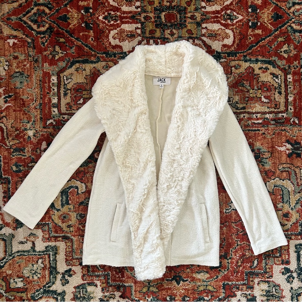 BB Dakota Cream Faux Fur Hooded Cardigan